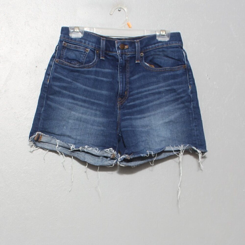 J crew factory cut off dark wash high rise denim jean shorts